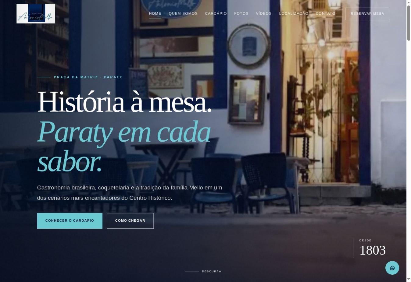 Site Antonio Mello no portfólio da Loop Web Digital